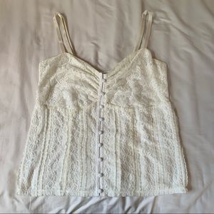 American Rag Cream Lace Button Tank Top Y2K